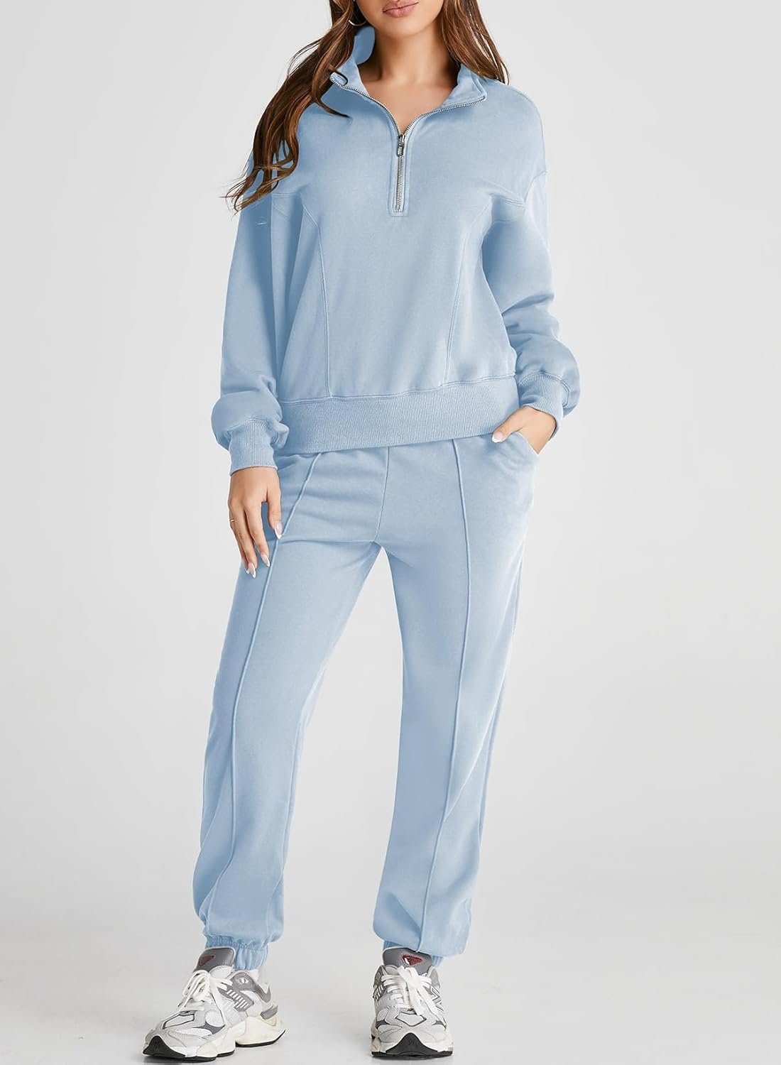 Women 2 Piece Outfits Sweatsuit Sweatshirt Sweatpants Tracksuit Sweat Lounge Matching Set 2025 Fall Trendy - Image 2
