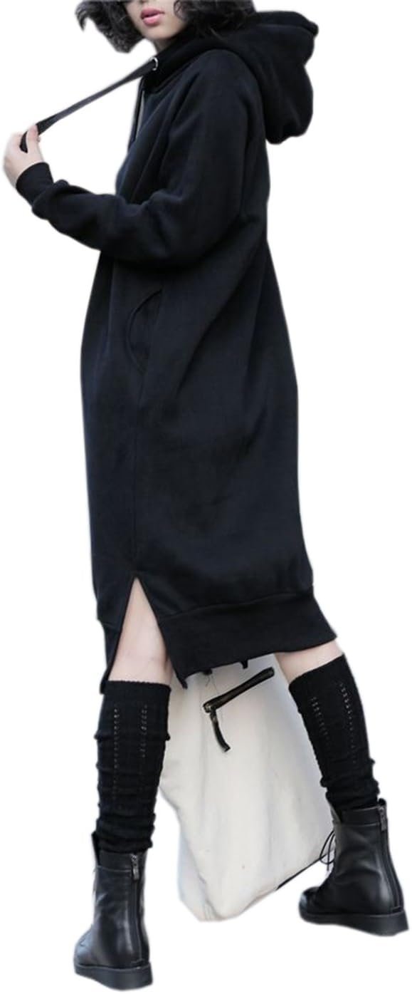 Women's Thickening Long Fleece Sweatshirt String Hoodie Dress Pullover Plus Size - Image 2