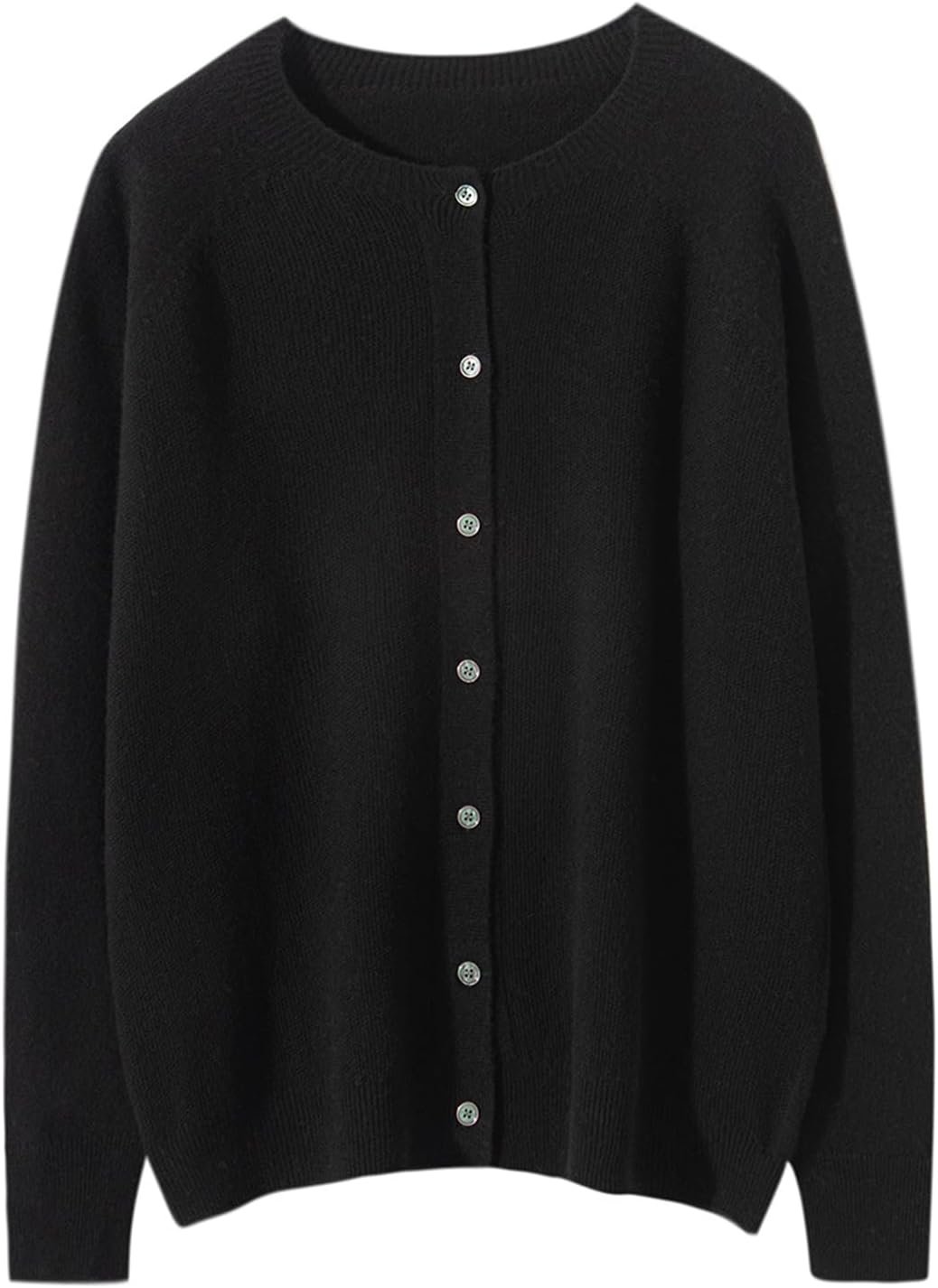 Women’s 100% Merino Wool Cardigan Sweater Crew Neck Long Sleeve Knit Casual Button Down Lightweight Tops Outwear