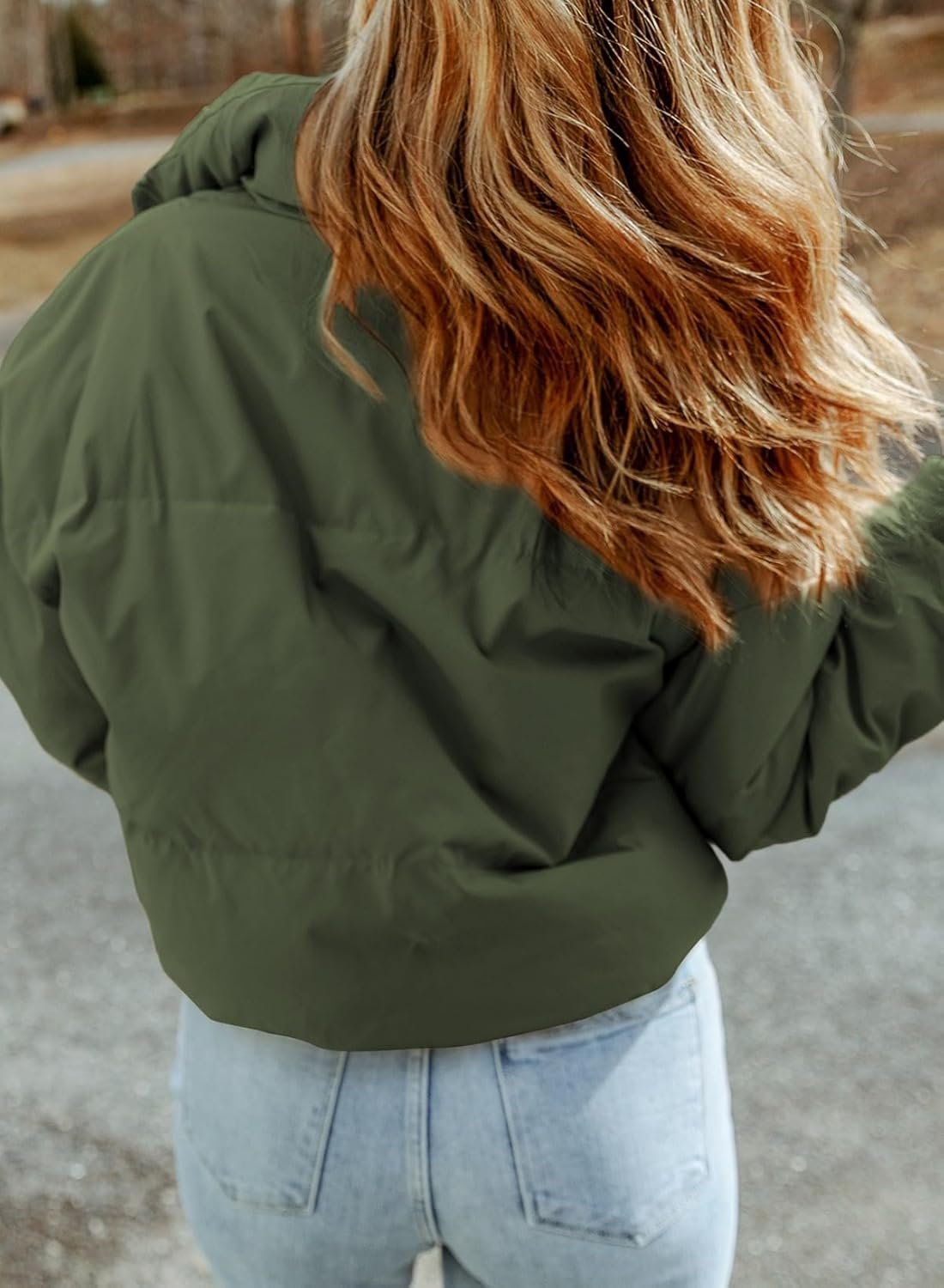 Women's Winter Cropped Puffer Jacket Full Zip Quilted Jackets Warm Coats with Pockets - Image 2