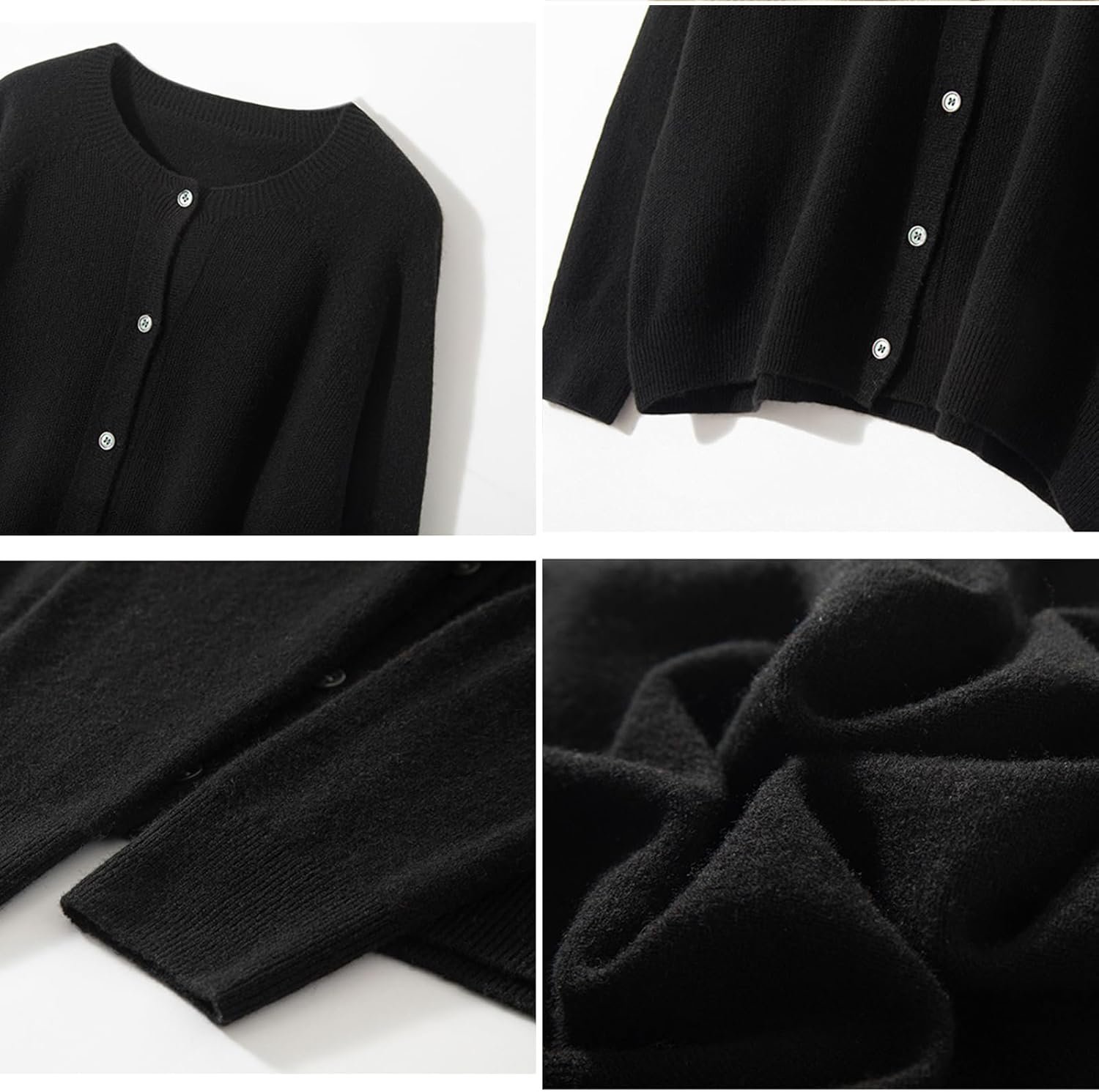 Women’s 100% Merino Wool Cardigan Sweater Crew Neck Long Sleeve Knit Casual Button Down Lightweight Tops Outwear - Image 2