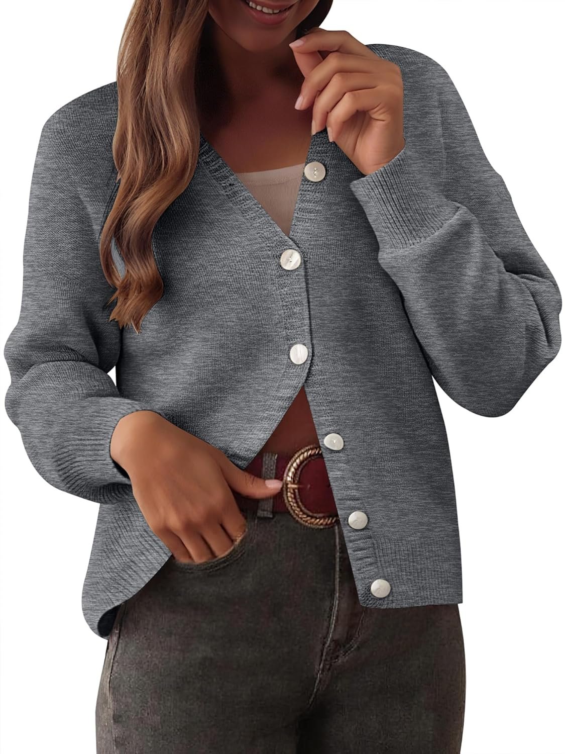 Womens Wool Blend Cardigan Sweaters Long Sleeve Button Down Classic Cardigans