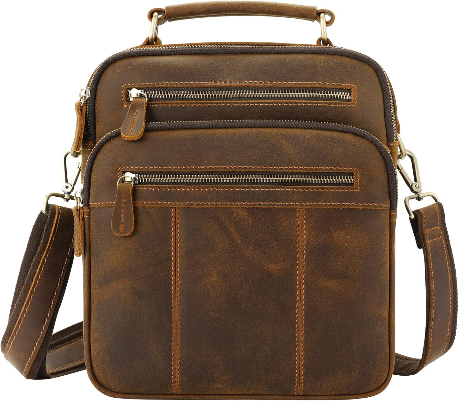 Leather Man Purse Shoulder Bag,Small Mens Crossbody Messenger Bags for Work,Men Satchel Handbag…