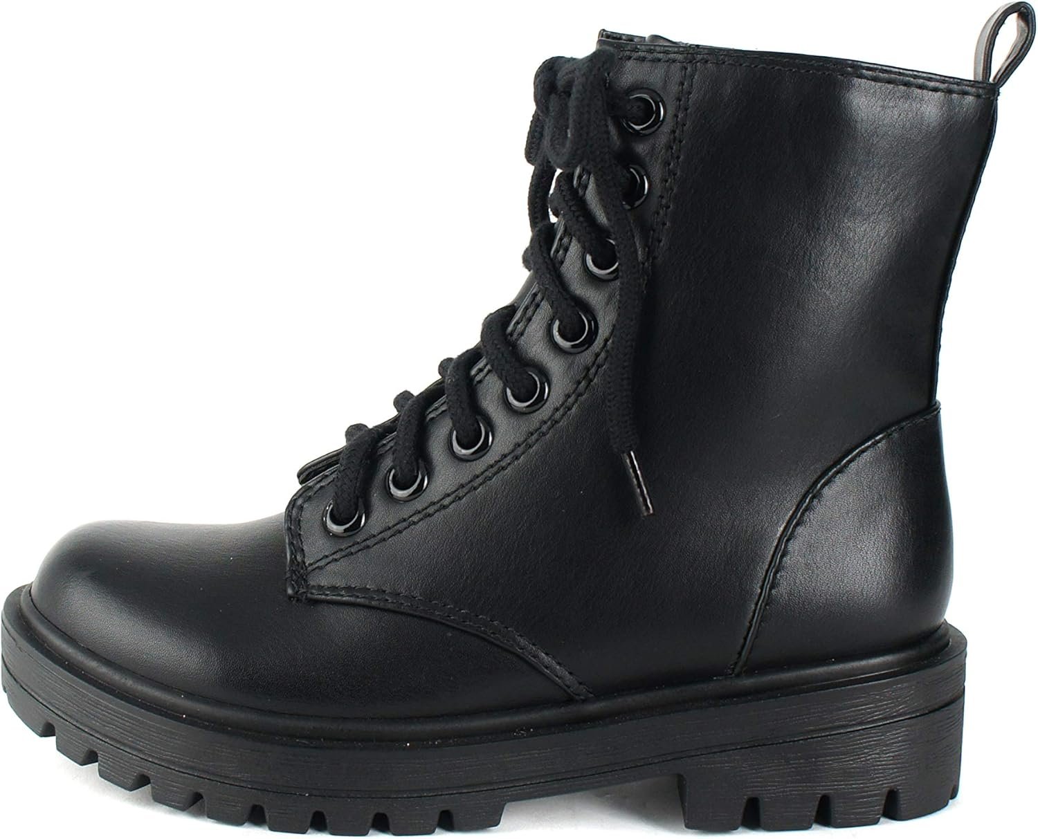 FIRM - Lug Sole Combat Ankle Bootie Lace up w/Side Zipper