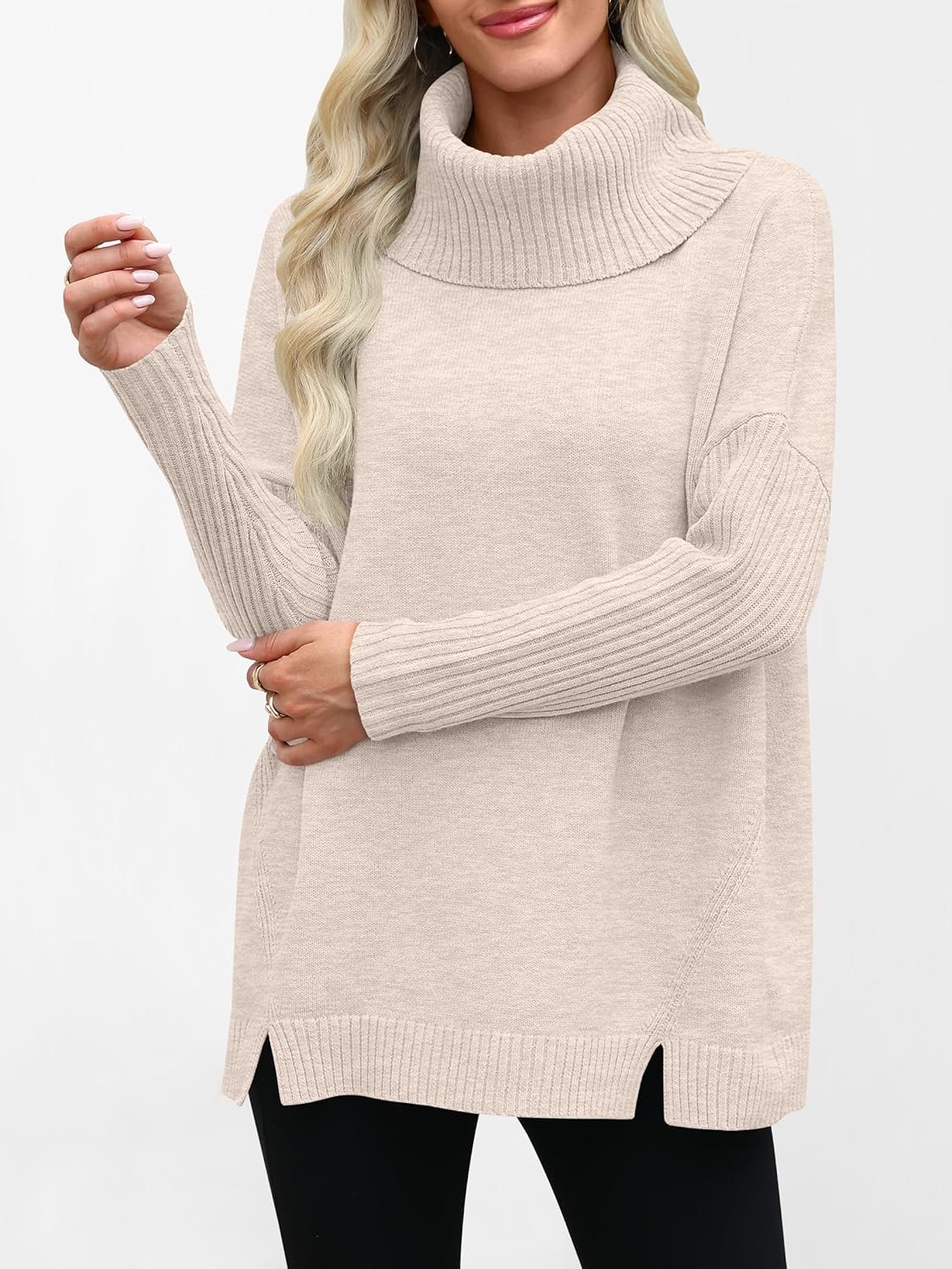 Women's Oversized Sweater Turtleneck Long Sleeve Casual Knit Tunic Pullover Sweaters Tops 2025 Fall Winter Outfits - Image 2