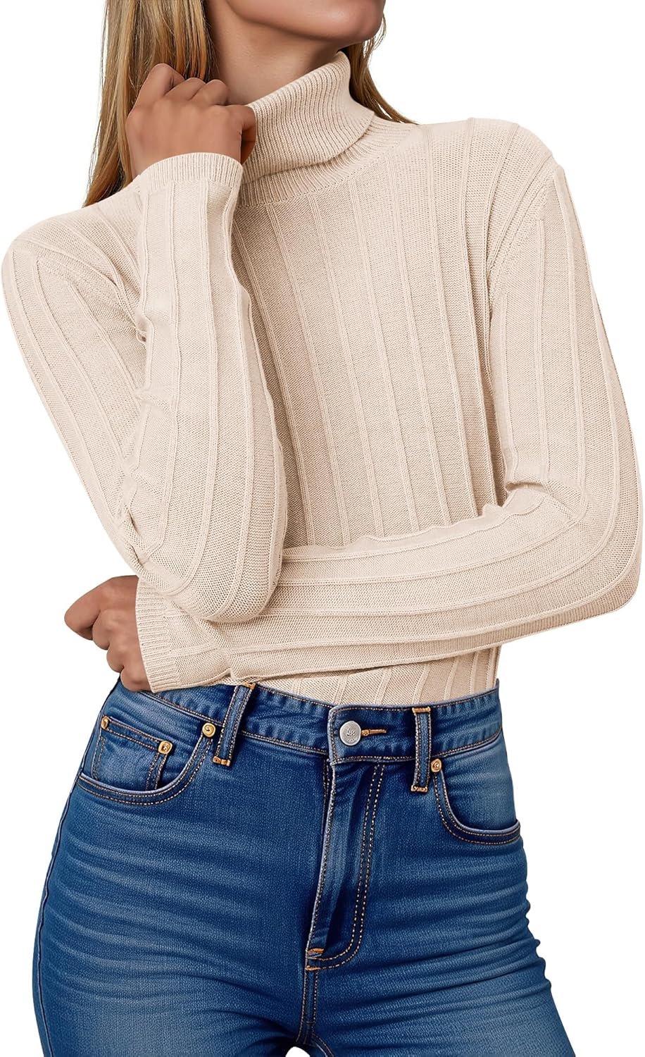 Turtleneck Sweaters for Women 2025 Fall Long Sleeve Dressy Casual Slim Soft Fitted Basic Pullover Tops