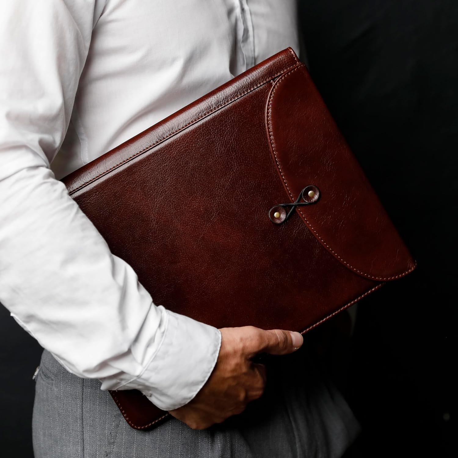 Leather - Full-Grain Leather Portfolio – Document Briefcase Made in Italy – Tablet size bag - Image 2