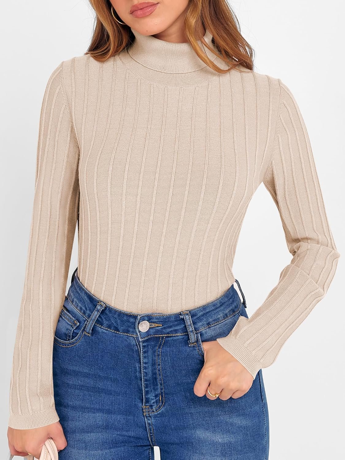 Turtleneck Sweaters for Women 2025 Fall Long Sleeve Dressy Casual Slim Soft Fitted Basic Pullover Tops - Image 2